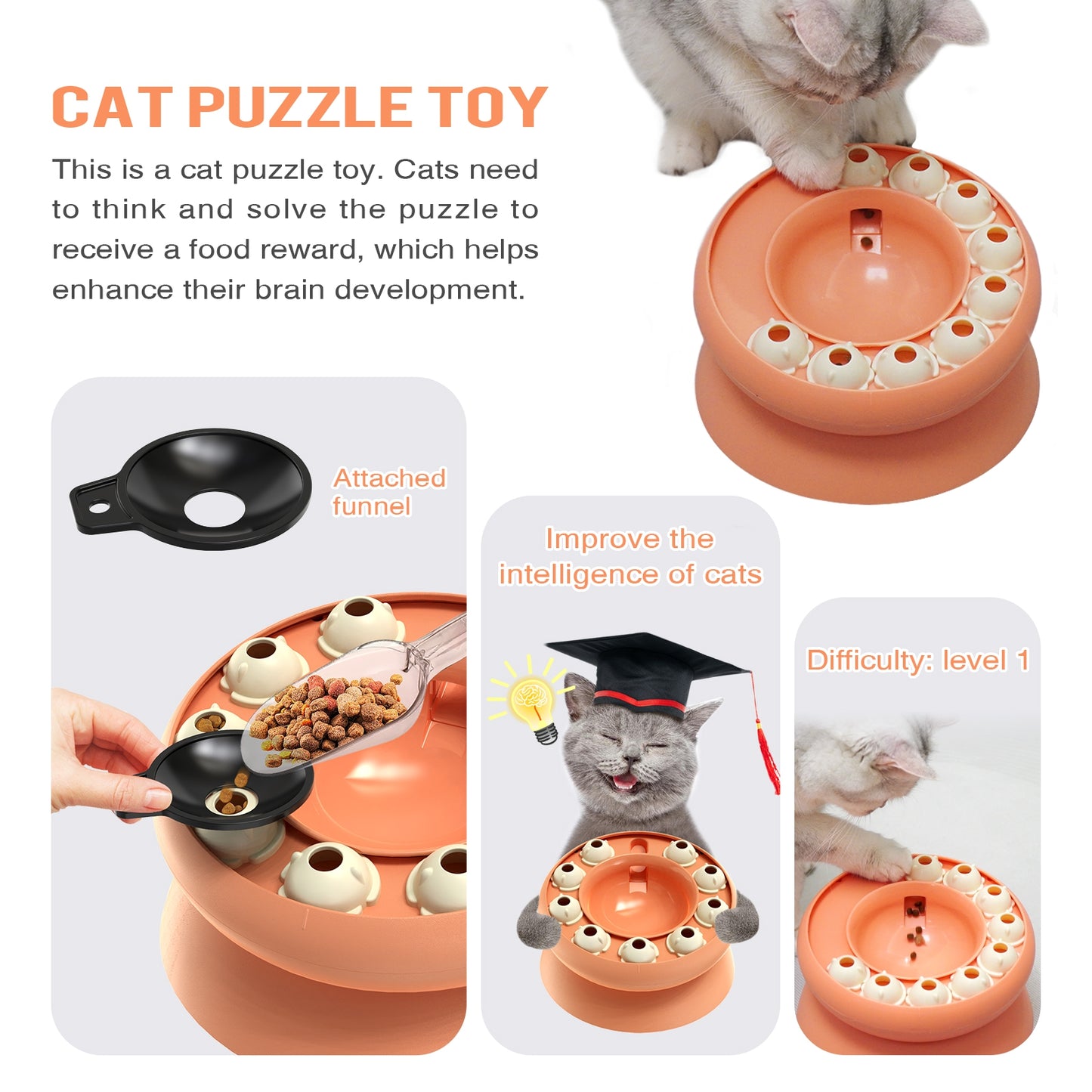 Cat Slow Feeder Puzzle Bowl Toy