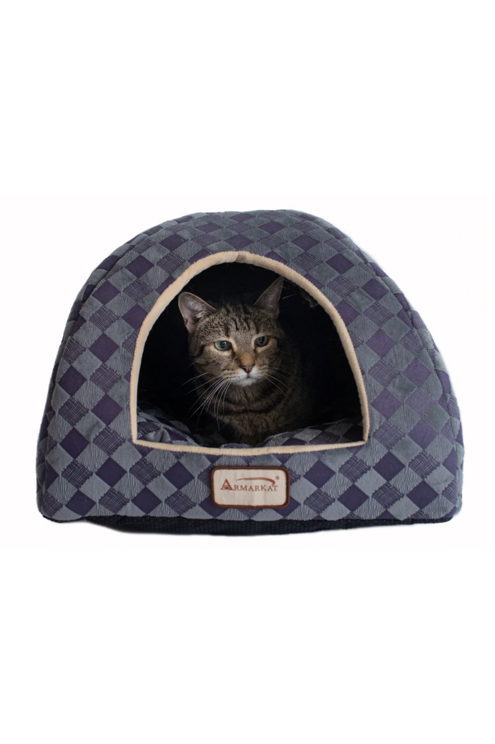 Purple Gray Checkered Cat Bed C65HHG/LS