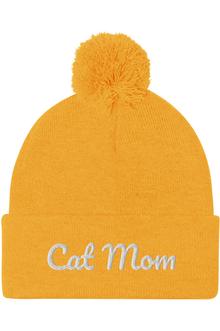 "Cat Mom" - Pom-Pom Beanie