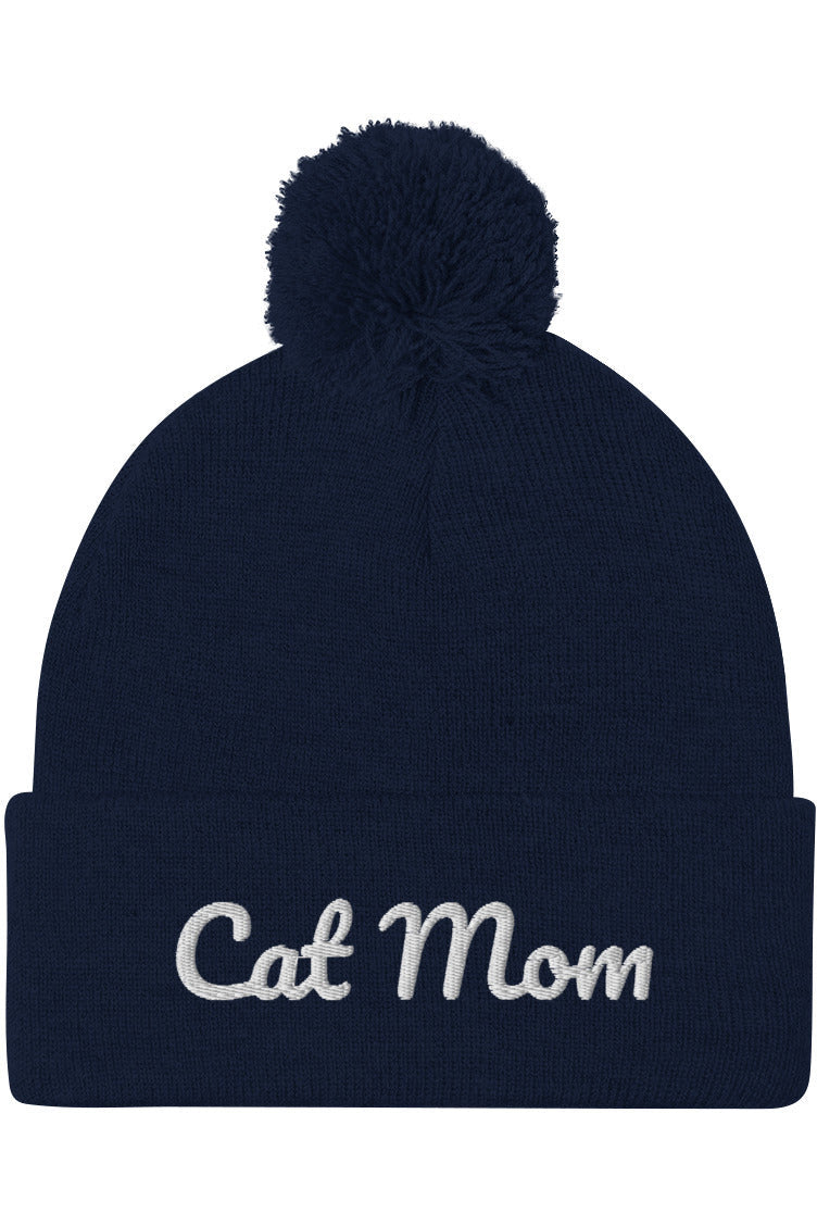 "Cat Mom" - Pom-Pom Beanie