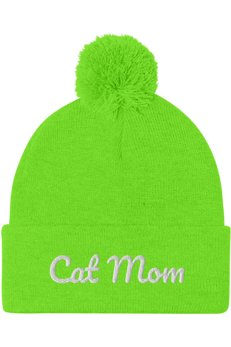 "Cat Mom" - Pom-Pom Beanie