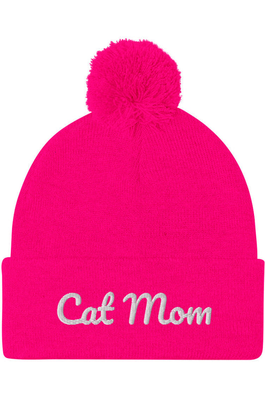 "Cat Mom" - Pom-Pom Beanie