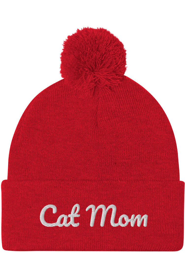 "Cat Mom" - Pom-Pom Beanie