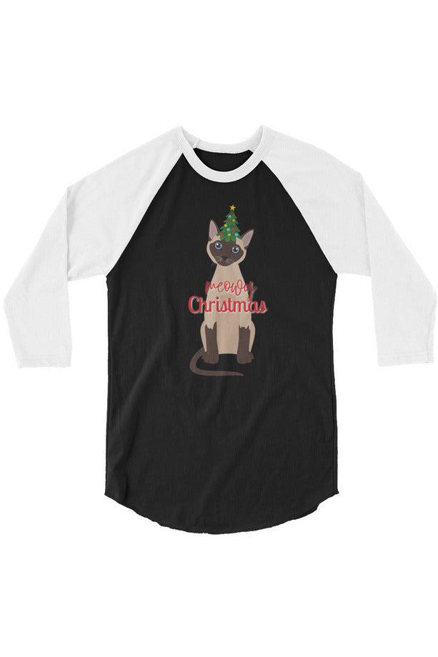 "Meowy Xmas" - 3/4 sleeve raglan shirt