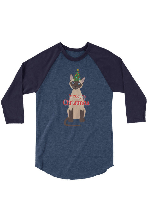 "Meowy Xmas" - 3/4 sleeve raglan shirt