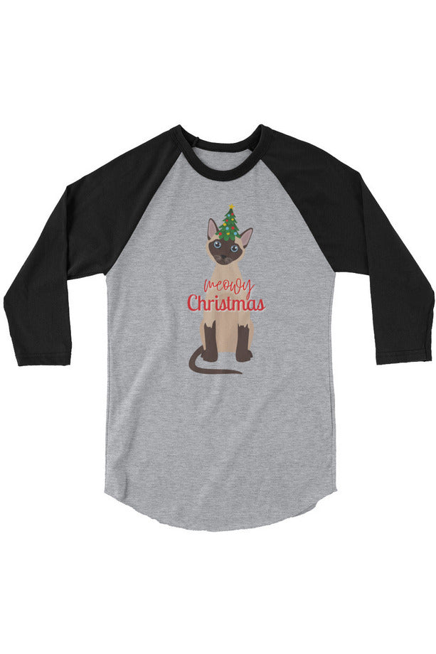 "Meowy Xmas" - 3/4 sleeve raglan shirt