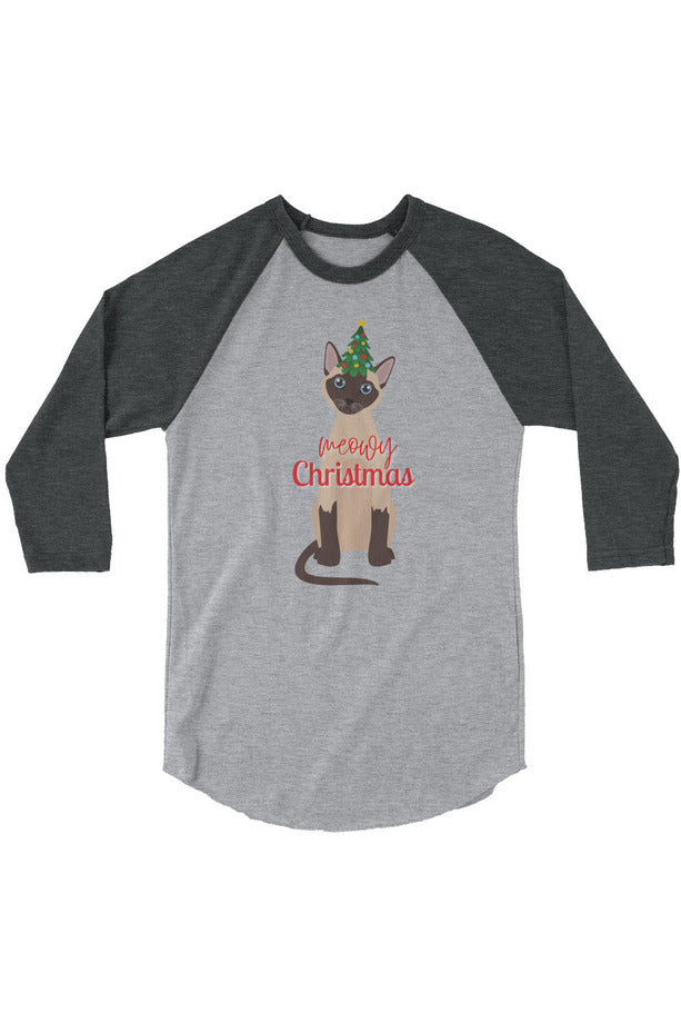 "Meowy Xmas" - 3/4 sleeve raglan shirt