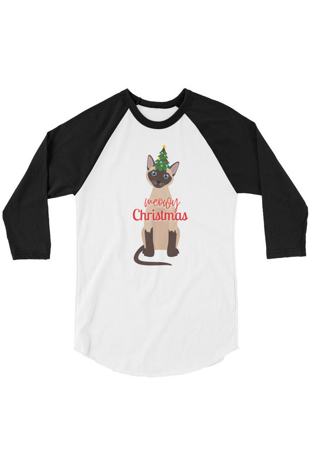 "Meowy Xmas" - 3/4 sleeve raglan shirt