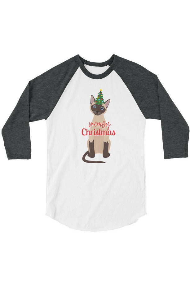 "Meowy Xmas" - 3/4 sleeve raglan shirt