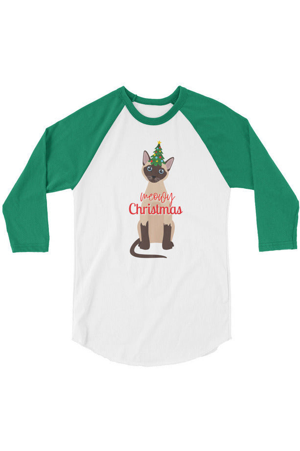 "Meowy Xmas" - 3/4 sleeve raglan shirt