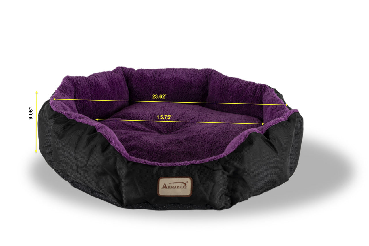 Large, Soft Cat Bed in Purple & Black