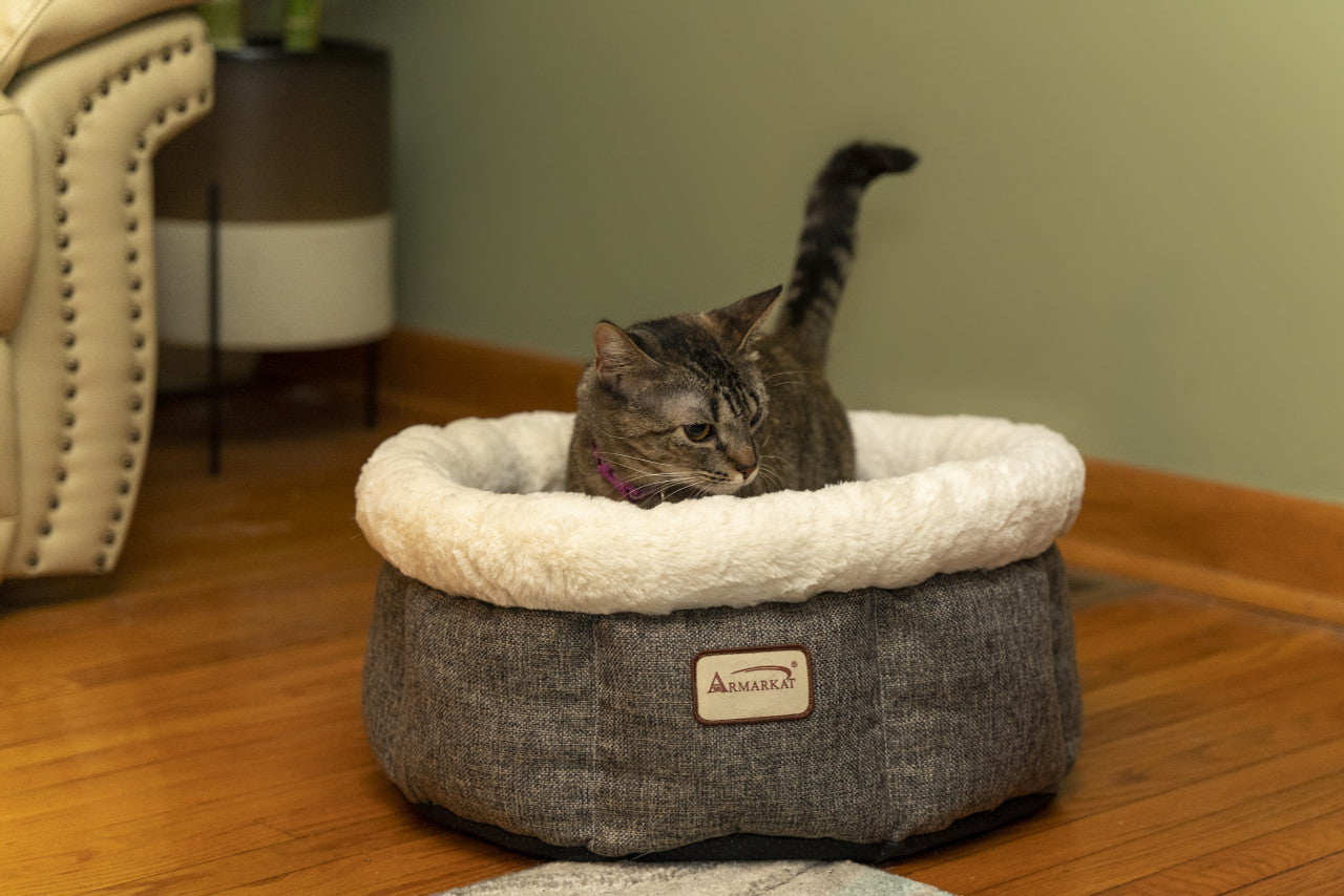 Cozy Cat Bed In Beige & Gray