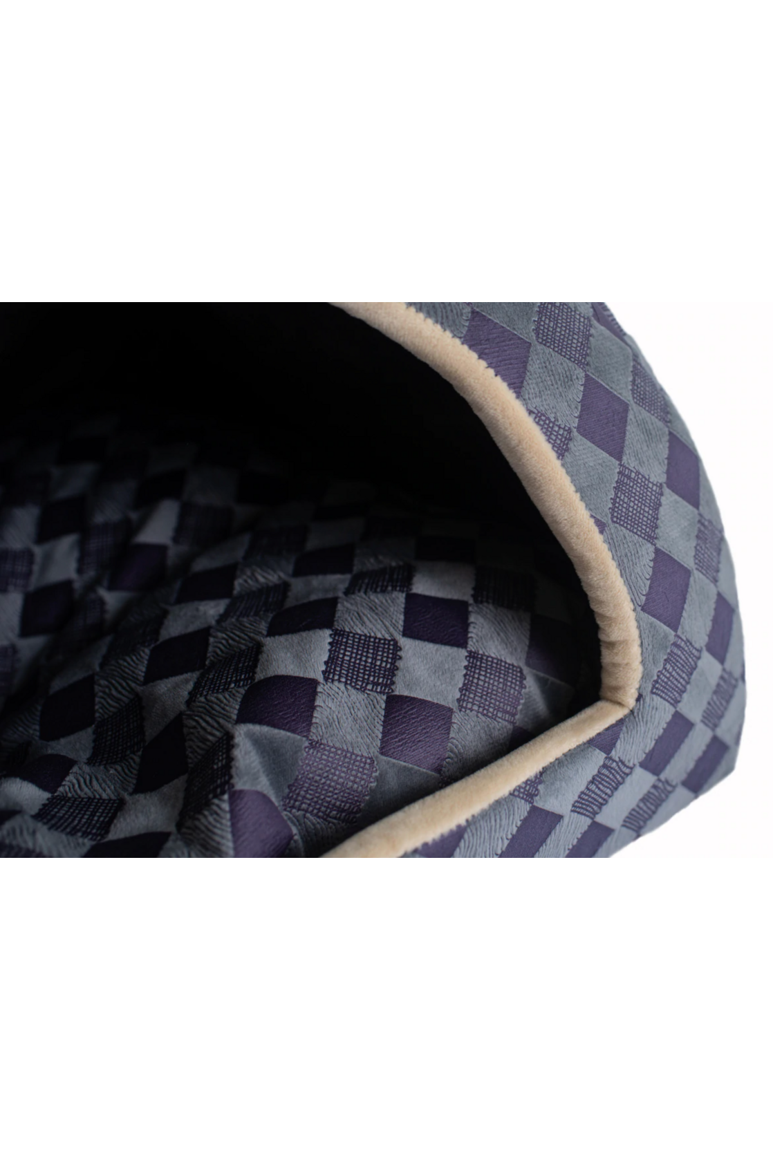 Purple Gray Checkered Cat Bed