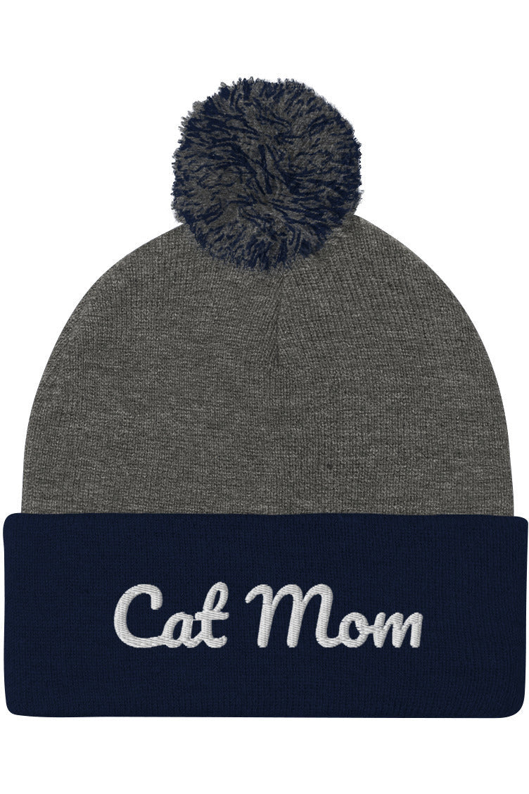 "Cat Mom" - Pom-Pom Beanie